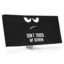 kwmobile Funda Compatible con Monitor Monitor de 34-35" - Cubierta Protectora Textil para Pantalla - Don't Touch my Screen - No toques mi pantalla blanco y negro - Ver 1