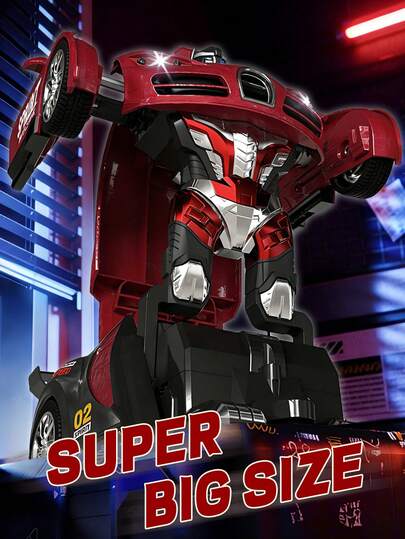 1 pieza Coche de control remoto transformable 2 en 1, transformación a robot con luces con un solo botón, juguete de coche transformable a escala 1:18 con 2.4GHz, juguete de deriva que gira 360°, demostración con un solo botón, regalo ideal para niños y niñas de 3 a 12 años para Año Nuevo, Halloween, Pascua, Navidad, cumpleaños