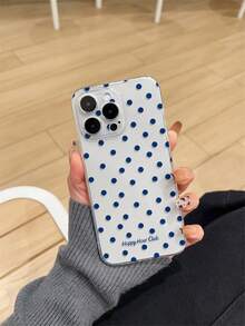 1pc Thick Transparent Anti-Drop UV Painted TPU Phone Case With Simple Blue Polka Dot Pattern Design, Compatible With Iphone 17/17 Air/17 Pro/17 Pro Max, 16/16 Plus/16 Pro/16 Pro Max, 13 MINI/13/13 Pro/13 Pro Max, Galaxy Series - Multicolor - View 1