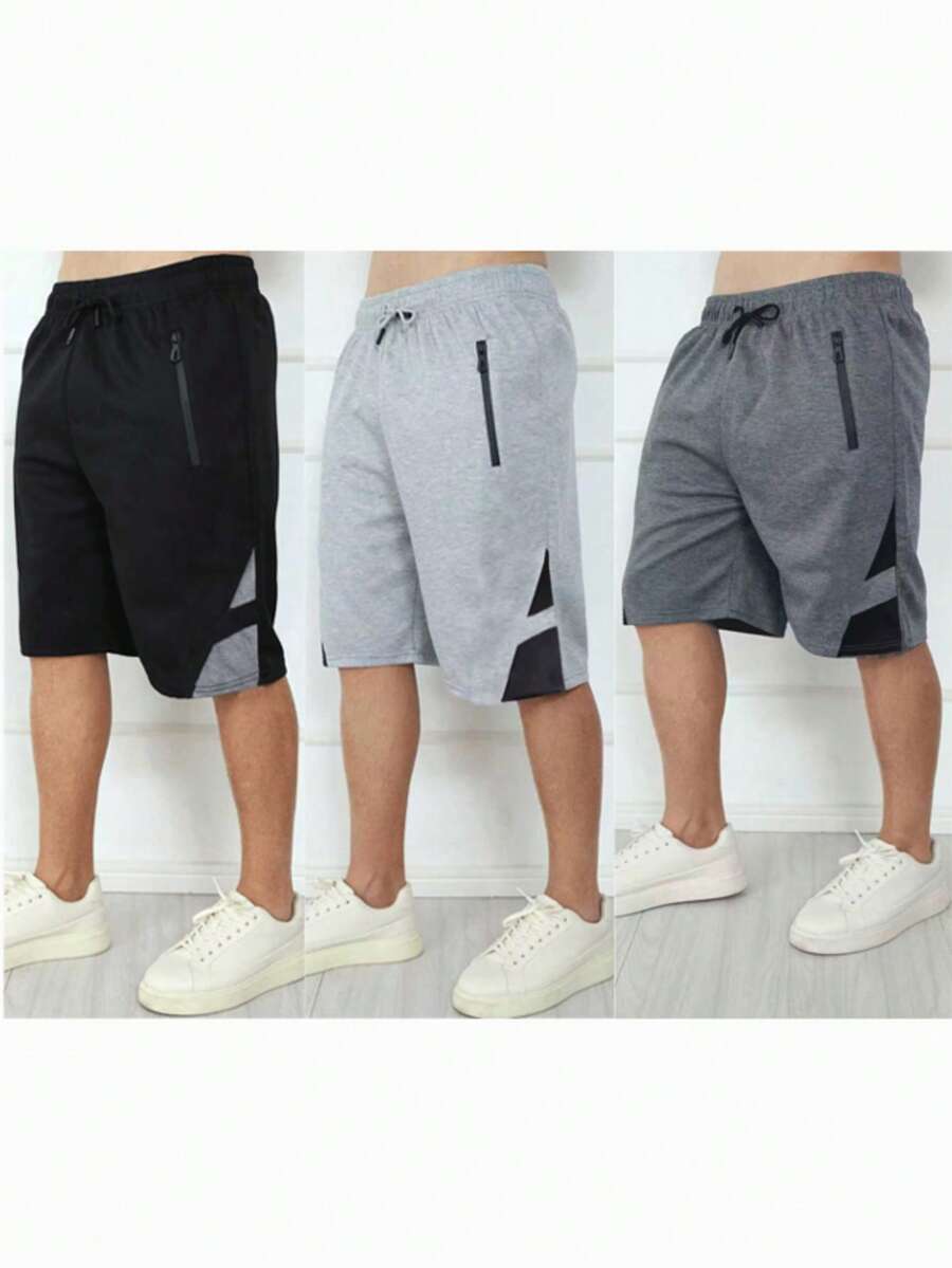 2 Piece Men's Sweatpants Kit With Zipper / Elastic Waistband Between 3 Random Colors 2 Pieces - 黑色 - 查看 1