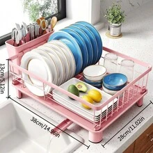 1 cái giá phơi bát đĩa nhà bếp có khay hứng nước, giá đựng bát đĩa để bàn, giá để ráo bát đĩa bồn rửa, giá đựng đồ dưới bồn rửa, giá có khay hứng nước. - Nhiều màu - Xem 8