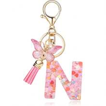 1pc Handmade Crystal Resin Butterfly & Letter Keychain, Tassel Keyring, Small Gift For Wedding, Birthday, Baby Shower, Travel Souvenir, Graduation, Housewarming, Party (5 Styles Available) - Multicolor - View 35