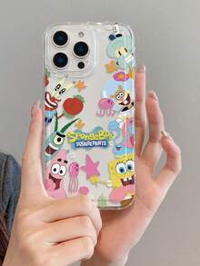 SPONGEBOB 1 pieza Funda de teléfono con cojín perforado y amortiguación, con diseño de personajes de dibujos animados de moda como Estrella, Bob Esponja, Calamardo, Sr. Cangrejo, adecuada para Samsung/Apple 17/16/15/14/13/12/11 Pro Max/12 Pro/14 Plus y otros modelos - Multicolor - Ver 7