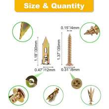 Jyphorixal 160 PCS Drywall Self Drilling Anchors With Screws Kit,80 PCS Sheetrock Anchors (047X118inch) And 80 PCS Screws, Eliminating The Need For Drilling Or Punching Holes In The Wall - ColorB - 查看 2