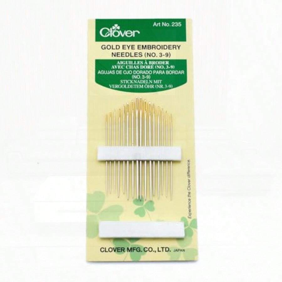 Clover 235 No. 3-9 Gold Eye Embroidery Needles Pack of 16 - Dorado - Ver 1