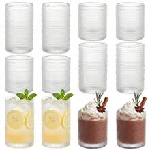 Tomnk 12pack Hobnail Drinking Glasses, 12 Oz Highball Glasses(6pcs) & 10 Oz Cocktail Glasses(6pcs) , Clear Embossed Boho Glass Cups Kitchen Bar Tumbler Glassware Set For Whiskey, Beer, Juice, Milk, Ideal Mother's Day Gift - Trong sáng - Xem 8