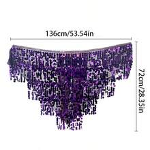 Dây đeo eo múa bụng, khăn quấn hông đính sequin tua rua, phụ kiện trang phục biểu diễn múa bụng cho nữ, trang phục dự tiệc lễ hội, đai hông. - Nhiều màu - Xem 10