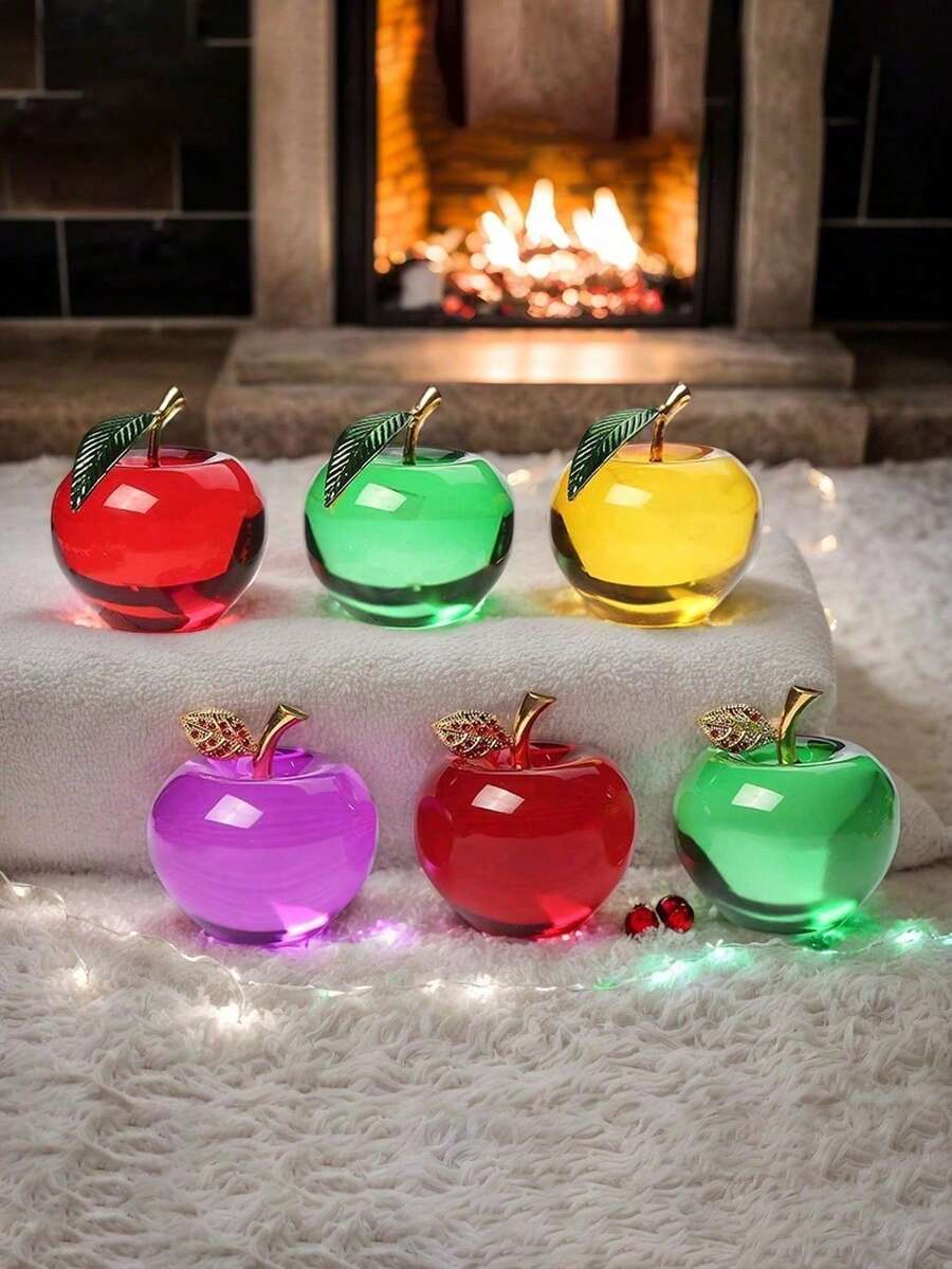 1pc Crystal Apple Creative Gift, Holiday Decor Craft, Car & Home Decoration, Valentine's Day Gift, Romantic Decor For Boyfriend, Girlfriend, Best Friend, Birthday Present - Multicolor - View 1
