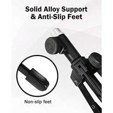 Desktop Mic Stand Portable Foldable Tripod With Mic Clip Holder Adjustable Microphone Stand For Dynamic Microphone. - Black - View 7
