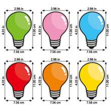 Quixorblex Conjunto de 6 adesivos reutilizáveis em formato de lâmpada para escrita, apagáveis a seco, autoadesivos e absorvíveis, removíveis para lousas brancas e negras, decoração de murais, artigos de papelaria coloridos para escritório e escola, recursos para professores, essenciais para a volta às aulas, para família, escola, sala de aula e escritório.