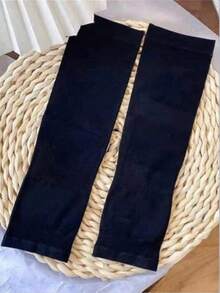 1 Pair Women's Black Straight Fabric Sun Protection Arm Sleeves Summer - Black - View 3