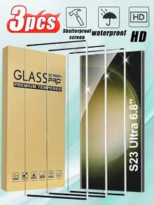 3pcs Tempered Glass Screen Protector Compatible With Samsung S23 Ultra, Fingerprint Unlock, Waterproof, Anti-Fingerprint, Anti-Scratch, Anti-Shock, Suitable Compatible With Samsung Galaxy S21/S21 Plus/S22/S22 Plus/S23/S23 Plus/S24/S24 Plus/S24 Ultra/S25/S25 Plus/S25 Ultra/S26 Ultra/S26/S26 Plus - Clear - View 27