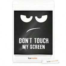 kwmobile Funda Compatible con Monitor Monitor de 34-35" - Cubierta Protectora Textil para Pantalla - Don't Touch my Screen - No toques mi pantalla blanco y negro - Ver 5