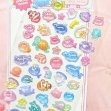 3D立体浮雕水晶海洋生物贴纸，儿童卡通手工教育奖励贴纸，手机相册贴纸装饰——礼品。家居装饰、派对装饰、生日礼物和各种节日礼物的完美之选，时尚美观。 - 彩色 - 查看 2