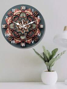 1pc 10"/12" Abstract Elegant Mandala 2D Wooden Modern Silent Wall Clock, Wall Art, Unique Housewarming Gift