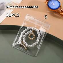 50pcs PVC Clear Jewelry Anti-Oxidation Zipper Bags, Plastic Bags For Packaging Jewelry, Rings, Earrings, Transparent Polyethylene Bags - Clear - View 11