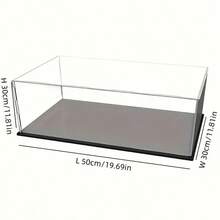1个大号透明亚克力展示盒，多种尺寸可选，塑料组装防尘展示盒，带哑光黑色底座，适用于展示手办、汽车模型、积木、收藏品、雕像、模型等。 - 黑底透明 - 查看 7