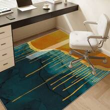 1 Extra Large Abstract Industrial Modern Office Chair Mat & Floor Mat - Blue Purple Orange Marble Design Non-Slip Rubber Backing, Polyester Desk Mat, Suitable For Gaming Room, Home Office, Cafe Decoration, Large Rectangular Floor Protector With Non-Slip Backing - Multicolor - View 2