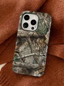 Forest Camouflage Pattern Phone Case, Shockproof And Sturdy Double-Layer Soft TPU Frame Hard Shell Design. Suitable For Compatible Phones: 17, 17air, 16, 15, 14, 13, 12, 11, PRO MAX, X, XS, PLUS, And As Well As Galaxy S21/22/23/24/25 Ultra/FE+, NOTE20 Ultra, A71/56/55/54/53/52/36/34/26/25/23/16/15/14/13/06. It's A Thoughtful Birthday Gift For Girlfriends, Boyfriends, And Friends. - 彩色 - 查看 5