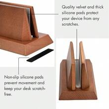 Adjustable Vertical Laptop Stand Holder Compatible With All Laptops, Solid Wood Stand, Wooden Holder, Manually Adjustable Without Any - màu nâu - Xem 5