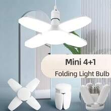 1pc LED Leaf Bulb, White Headlamp Style Lighting Fixture, Unique Lighting Fixture, Living Room Decor Light, Foldable Fan-Shaped LED Pendant Light, 360 Degree Adjustable Ceiling Light - Leaf Lamp - View 3