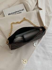 Nueva bolsa de hombro versátil y de moda con correa de cadena, bolso de mano para mujer - Café - Ver 4