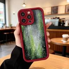 Cubierta de teléfono con borde negro diseño de bosque verde estrellado para uso diario en cafeterías y espacios modernos,Aplicable a los teléfonos de la serie Apple y Galaxy - Café integral - Ver 5