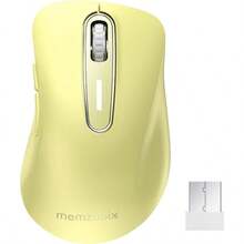 memzuoix Ratón inalámbrico 24 GHz ratón óptico inalámbrico portátil de 1400 ppp con mini receptor USB 5 bos y funcionamiento con batería para ordenador portátil escritorio MacBook color - Amarillo - Ver 6