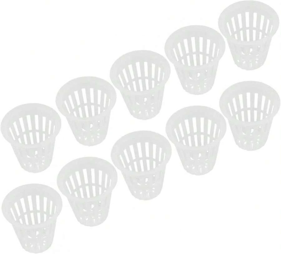 Joyzan Net Cup Pots, Hydroponic Plastic Slotted Mesh Cups Plant Nursery Netted Bucket Basket Round Wide Lip Pot Garden Indoor Outdoor Growing Vegetable Gardening Orchids Aquaponics Orchid Kratky 10pcs - 顏色B - 查看 1