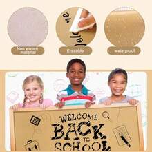 Rollo de tablero de anuncios de textura de arpillera de 33 pies x 15.7 pulgadas reutilizable color marrón no tejido borde decorativo impermeable arpillera borrable fondo de póster para el - Marrn - Ver 3