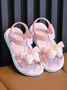 1 Pair Kids Sandals, Girls Butterfly & Strawberry Design Indoor/Outdoor Beach Sandals, Suitable For Spring/Summer - Pink - View 4
