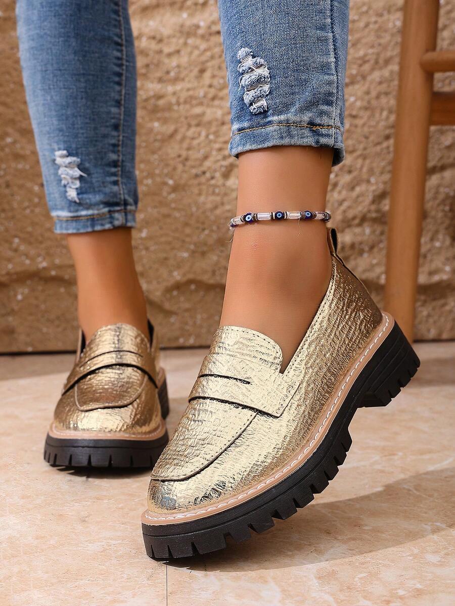 女士时尚厚底坡跟乐福鞋