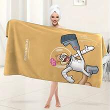 1pc SpongeBob Squarepants Cartoon Pattern Bath Towel/Beach Towel, Cute Bathroom Towel, Essential For Bathroom And Beach, Suitable For Beach, Swimming, Yoga And Fitness, Highly Absorbent, Great Gift Pool Towel