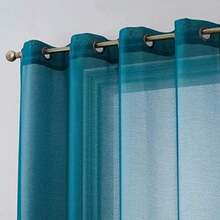 - Cortinas semitransparentes de gasa semitransparente para dormitorio y sala de estar (54 pulgadas de ancho x 84 pulgadas de largo, azul aguamarina (verde azulado))(137.2An x 213.4Al cm (2 Paneles) Grey Teal Blue) - Multicolor - Ver 3