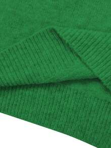 Women's Elegant Casual Solid Color Knit Ribbed Crew Neck Short Sleeve Sweater Top, Suitable For Spring/Summer, Daily/Commute Wear - Green - View 7
