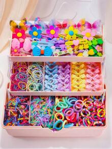 820pcs/Set Pink Girly Hair Accessories Set, Includes Flower Hair Clips, Colorful Hair Ties, Rhinestone Decorations & More Cute Items - Suitable For Girls And Women, Create Sweet Hairstyles For Daily, Party, Outings, A Thoughtful Gift For Girls To Easily Achieve A Youthful Look, Hair Bands, Claw Clips - Multicolor - View 13