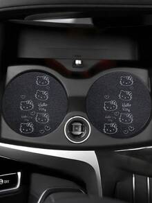 Sanrio 2pcs Hello Kitty Heart-Shaped Car Cup Holder Coasters, Creative Car Interior Accessories - Multicolor - View 10