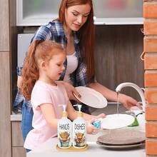 2Pcs Highland Cow Soap Dispenser WithTray Farmhouse Cow Floral Plastic Dispenser With Pump Refillable Liquid Soap Container For Bathroom Kitchen Countertop Decor - Multicolor - View 5