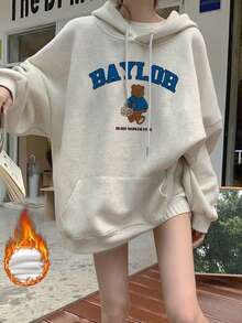 2025秋冬新款女式英文字母印花休闲学院风多功能保暖卫衣