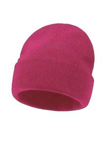 1pc Infant Knitted Warm Hat, Unisex Baby Solid Color Knit Beanie, Winter Toddler Cap - Multicolor - View 11