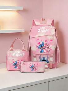 3pcs/Set Cartoon Backpack, School Style Bookbag, Lightweight Large Capacity Travel Backpack - Multicolor - View 1