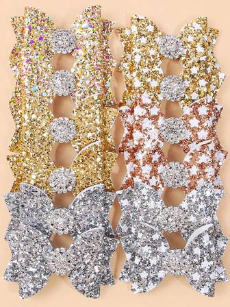 2 st guld- och silverglitter med stjärntryck och strass-rosé, moderiktiga eleganta, söta och mångsidiga, avslappnade huvudbonader för vardag, arbete, fest, present