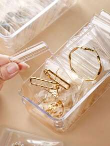 50pcs PVC Clear Jewelry Anti-Oxidation Zipper Bags, Plastic Bags For Packaging Jewelry, Rings, Earrings, Transparent Polyethylene Bags - Clear - View 8