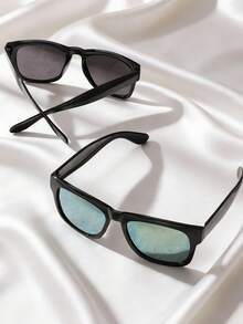 4 Pairs Fashionable Retro Black Square Frame Fashion Glasses, Perfect For Outdoor Travel And Cycling - Multicolor - View 4