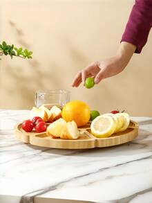 11.8英寸竹制食物托盘（太阳形状，7个隔间），适用于盛放零食/水果/烧烤/沙拉/坚果/甜点，也可作食物容器、坚果盒、午餐盒使用，适用于家庭/庭院/餐厅/酒店/厨房，可作餐具、厨房装饰、庭院装饰、斋月装饰、餐盘使用。 - 彩色 - 查看 5