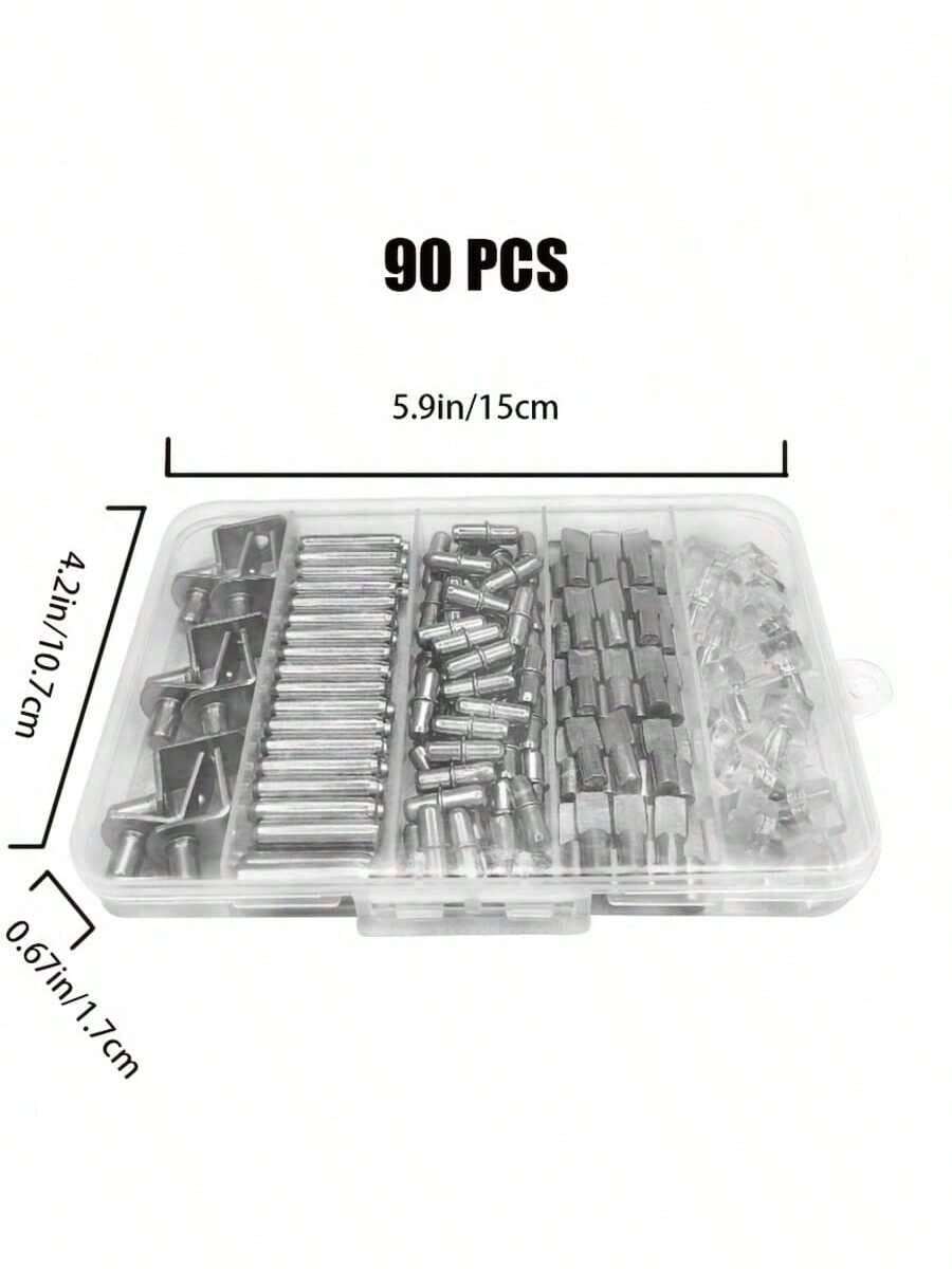 90pcs Cabinet Shelf Pins, 5mm Shelf Pins, Metal Bookshelf Pins, Shelf Pin Supports, Medicine Cabinet Shelf Replacement Parts, 5mm Shelf Pin Supports - Multicolor - View 1