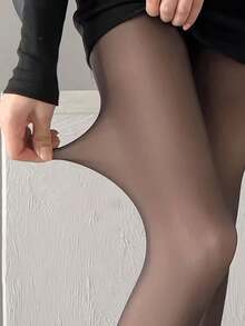 1条女士超保暖高弹力仿透视打底裤，秋冬季加厚保暖内衬修身裤，可搭配短裤、裙子、长裤、靴子和高跟鞋，是假日派对、冬季婚礼、毕业典礼、节日惊喜、完美生日礼物的理想之选——也适合瑜伽、骑行、休闲外出、露营、晚餐、派对等场合。