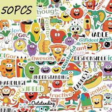 50pcs Praise Text Cartoon Stickers, Suitable For Decorating Notebooks, Mugs, Helmets, Guitars, Waterproof Stickers - Multicolor - View 12