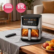 Freidora sin aceite de 8,5 litros, sistema de control táctil inteligente, con ventana de visualización, cesta apta para lavavajillas, funcionamiento silencioso, temporizador y control de temperatura, 8 programas de cocción rápida, cocción saludable sin aceite, apta para el hogar, la oficina y el uso diario. - Gris - Ver 2