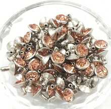 100 Sets Cz Colorful Crystal Rivets Silver Color Spots Studs Double Cap For DIY Leather-Craft (Clear White, 8MM) - ColorD - 查看 1